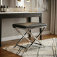 21" Charcoal and Silver Faux Leather Vanity Chair