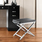 21" Charcoal and Silver Faux Leather Vanity Chair