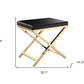21" Black and Gold Faux Leather Vanity Chair