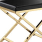 21" Black and Gold Faux Leather Vanity Chair