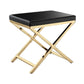 21" Black and Gold Faux Leather Vanity Chair