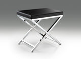 21" Black and Silver Faux Leather Vanity Chair