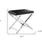 21" Black and Silver Faux Leather Vanity Chair