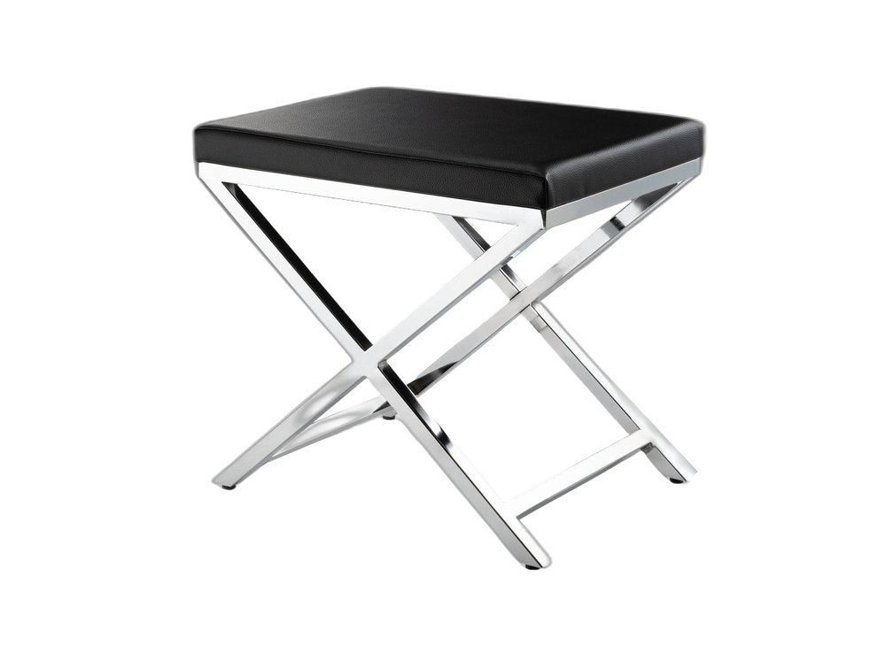 21" Black and Silver Faux Leather Vanity Chair