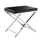 21" Black and Silver Faux Leather Vanity Chair