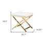 21" White and Gold Faux Leather Vanity Chair