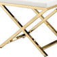 21" White and Gold Faux Leather Vanity Chair