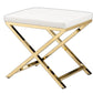 21" White and Gold Faux Leather Vanity Chair