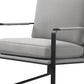 35" Light Gray and Black Velvet And Metal Lounge Chair