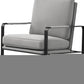 35" Light Gray and Black Velvet And Metal Lounge Chair