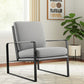 35" Light Gray and Black Velvet And Metal Lounge Chair