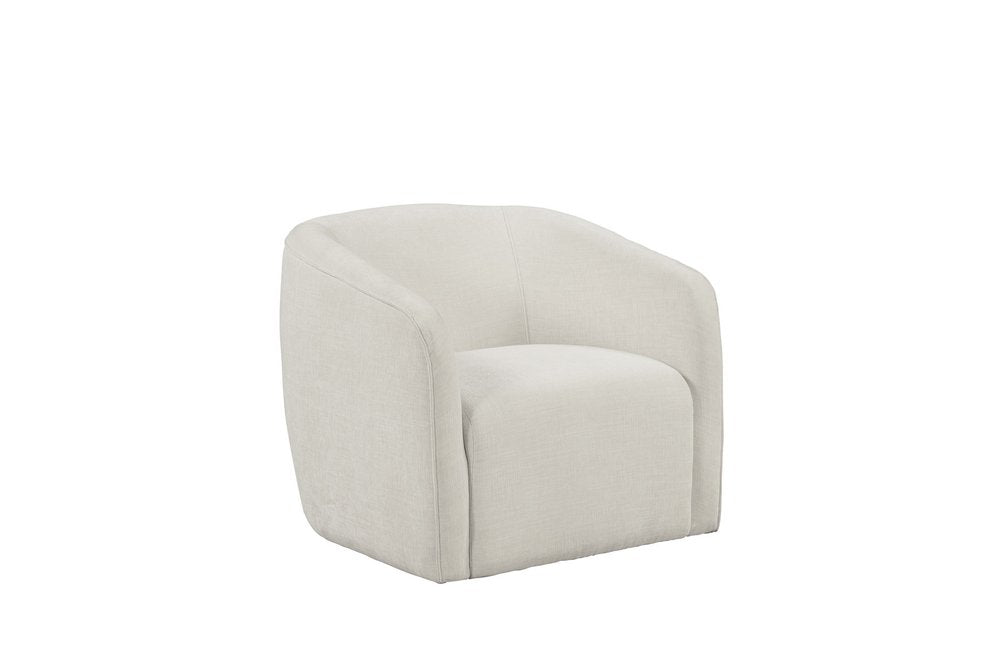 32" Beige Fabric Barrel Club Chair