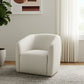 32" Beige Fabric Barrel Club Chair