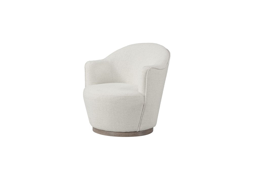 27" Off White Fabric Swivel Barrel Chair