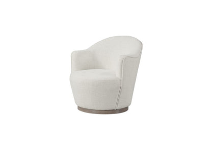 27" Off White Fabric Swivel Barrel Chair