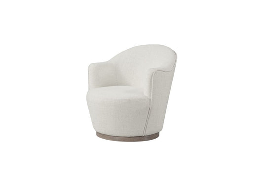 27" Off White Fabric Swivel Barrel Chair