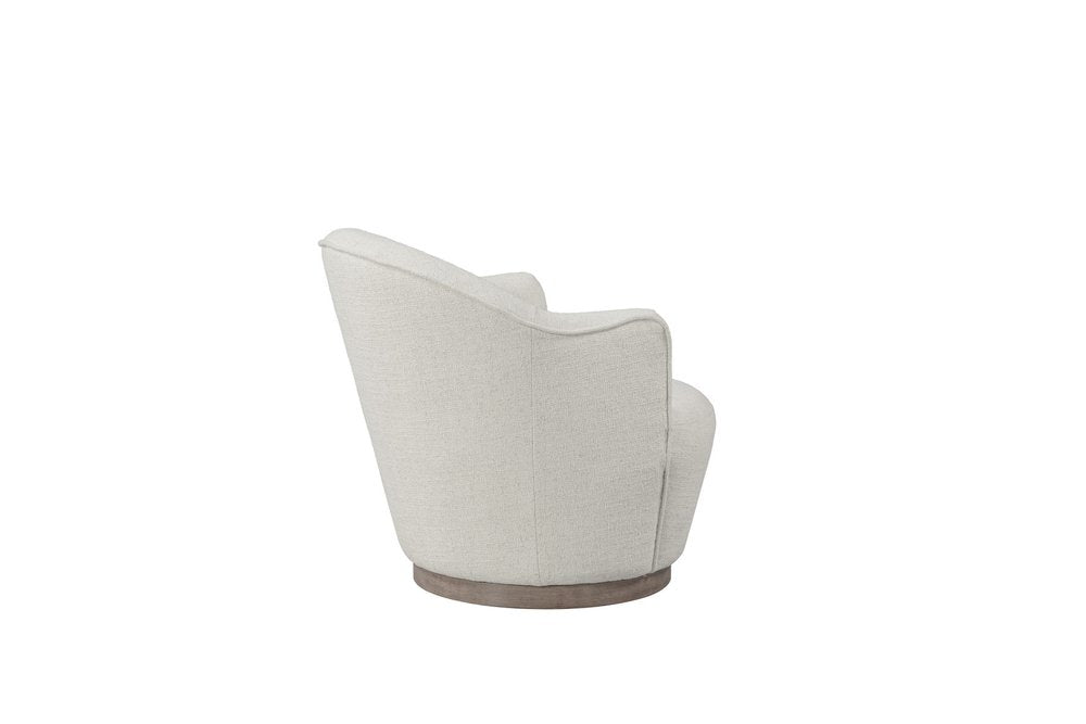 27" Off White Fabric Swivel Barrel Chair