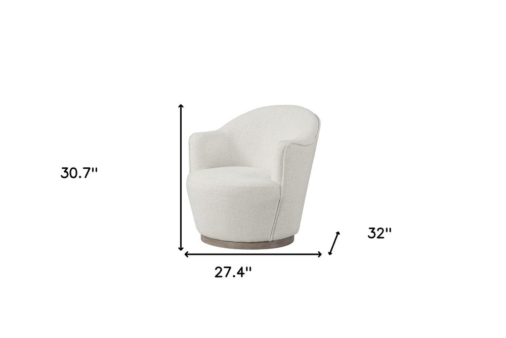 27" Off White Fabric Swivel Barrel Chair