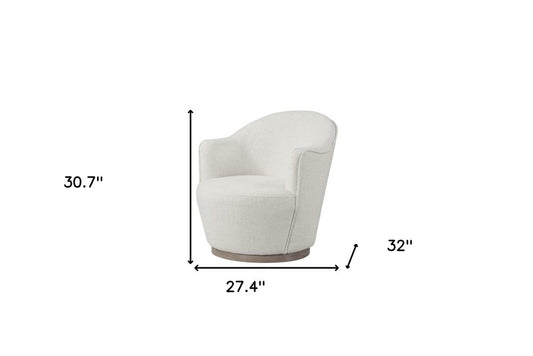 27" Off White Fabric Swivel Barrel Chair