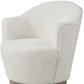 27" Off White Fabric Swivel Barrel Chair