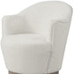 27" Off White Fabric Swivel Barrel Chair