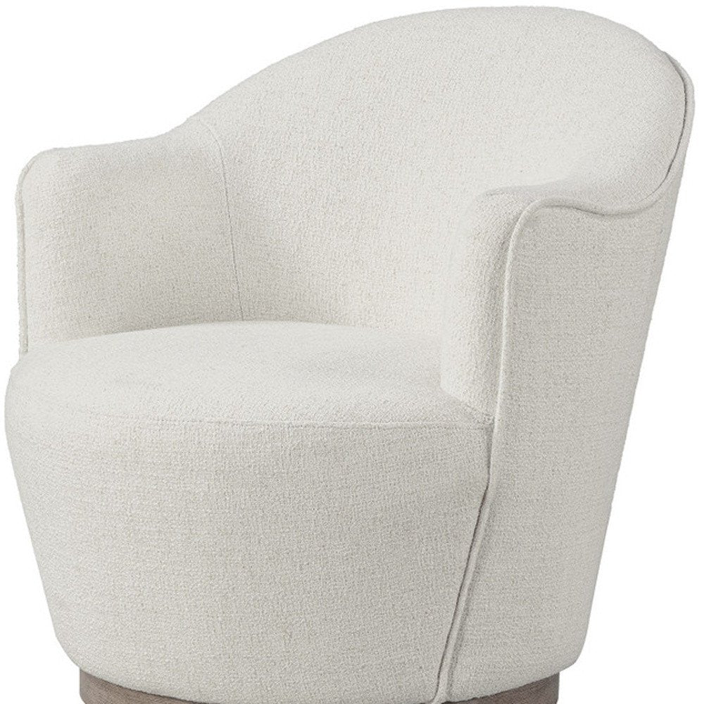 27" Off White Fabric Swivel Barrel Chair
