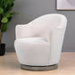 27" Off White Fabric Swivel Barrel Chair