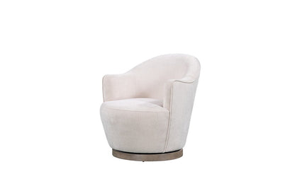 27" Off White Fabric Swivel Barrel Chair