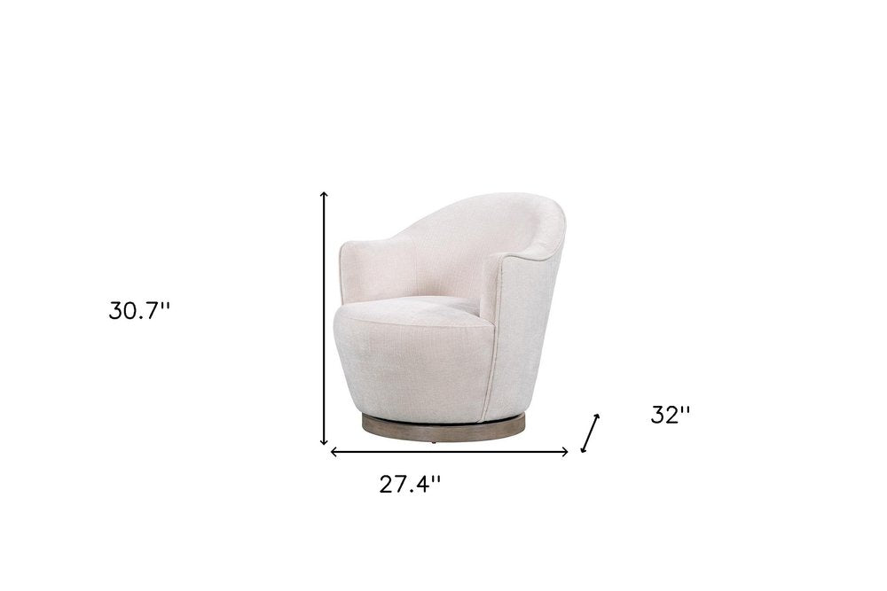 27" Off White Fabric Swivel Barrel Chair