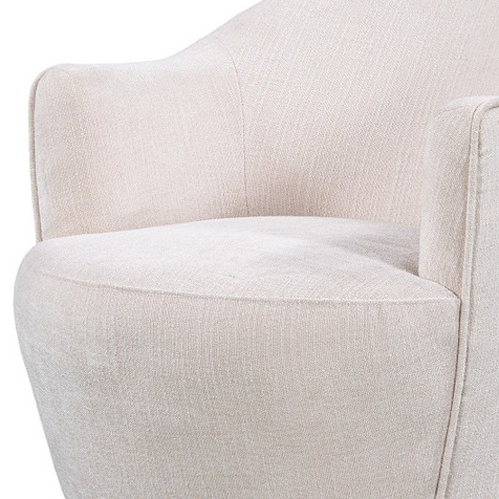27" Off White Fabric Swivel Barrel Chair