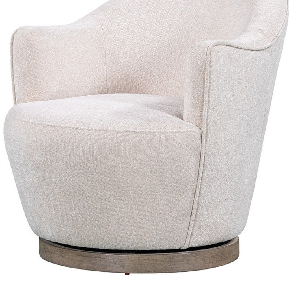 27" Off White Fabric Swivel Barrel Chair