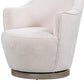 27" Off White Fabric Swivel Barrel Chair