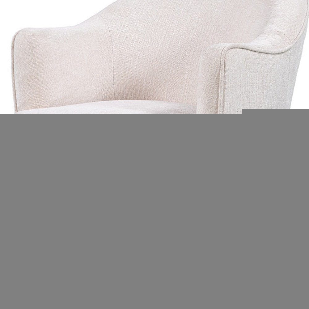 27" Off White Fabric Swivel Barrel Chair