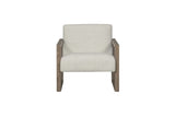 28" Beige and Ash Gray Fabric And Wood Arm Chair