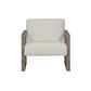 28" Beige and Ash Gray Fabric And Wood Arm Chair