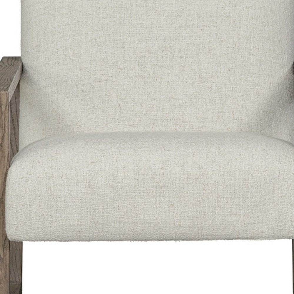 28" Beige and Ash Gray Fabric And Wood Arm Chair
