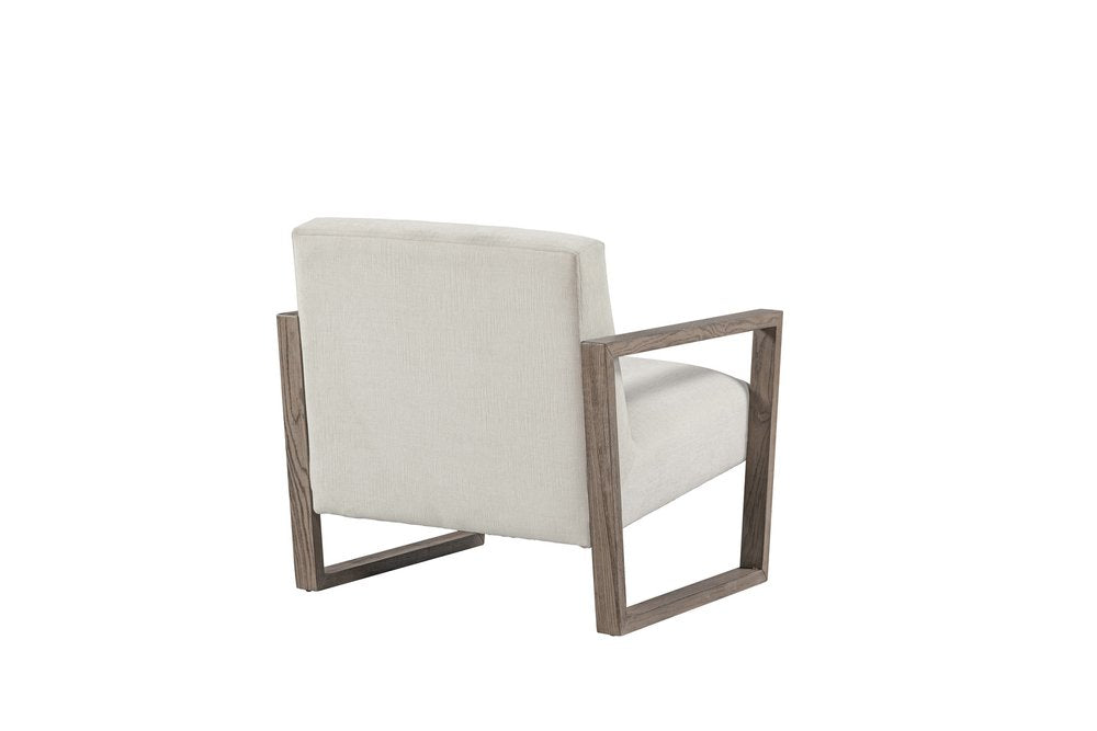 28" Off White and Ash Gray Fabric Lounge Chair
