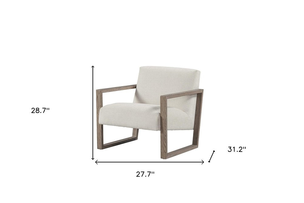 28" Off White and Ash Gray Fabric Lounge Chair