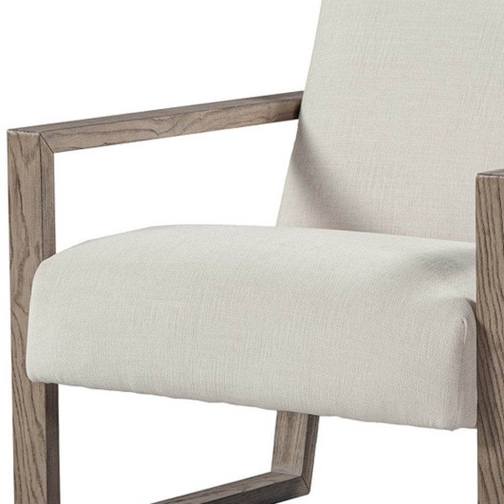 28" Off White and Ash Gray Fabric Lounge Chair