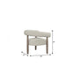 29" Cream and Light Brown Fabric And Wood Curved Arm Chair