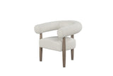 29" Off White and Ash Gray Fabric And Wood Arm Chair
