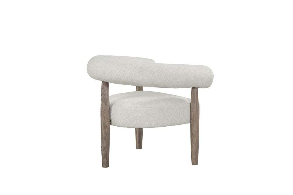 29" Off White and Ash Gray Fabric And Wood Arm Chair