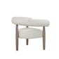 29" Off White and Ash Gray Fabric And Wood Arm Chair