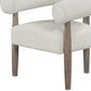 29" Off White and Ash Gray Fabric And Wood Arm Chair
