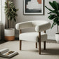 29" Off White and Ash Gray Fabric And Wood Arm Chair