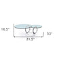 32" Clear White and Silver Glass And Metal Round Abstract Coffee Table