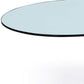 32" Clear White and Silver Glass And Metal Round Abstract Coffee Table