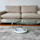 32" Clear White and Silver Glass And Metal Round Abstract Coffee Table