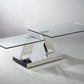 32" Clear And Silver Glass And Stainless Steel Floor Shelf Coffee Table