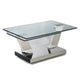 32" Clear And Silver Glass And Stainless Steel Floor Shelf Coffee Table